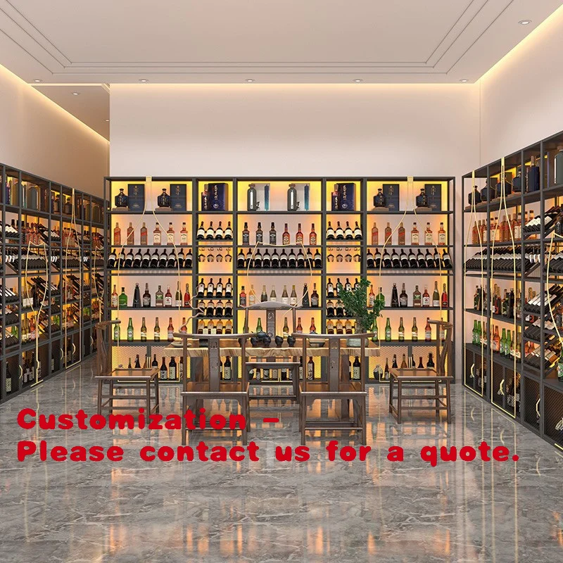 

Customize.Luxury High-End Wall-Mounted Iron Wine Rack Vertical Storage Rack Floor-Standing Red Wine Rack Display Cabinet Liquor
