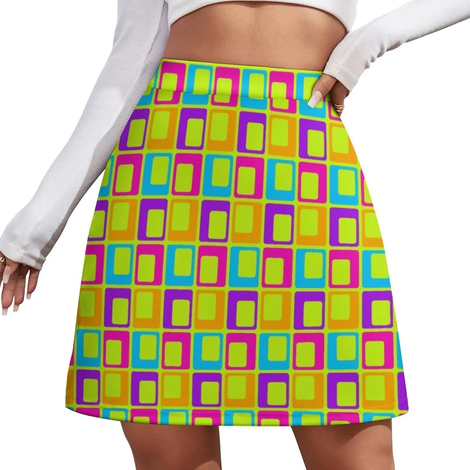 Eighties Retro Rectangles Mini Skirt shorts Sexy mini skirt women's clothing summer 2023 novelties Dresses