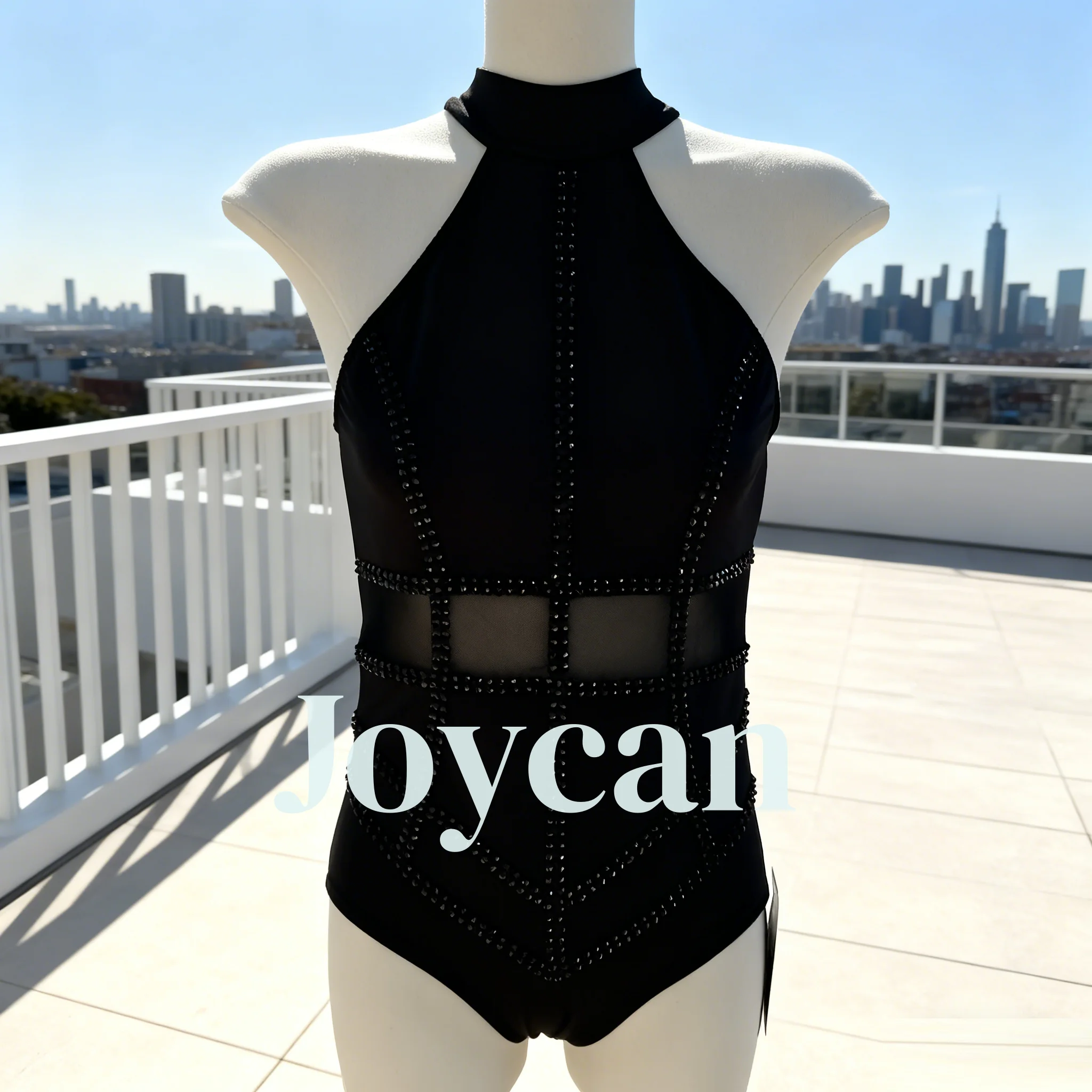 

Платье Joycan для лициального танца, черное платье с бриллиантами для девочек, элегантное платье ручной работы для балета, джазовое платье JC221