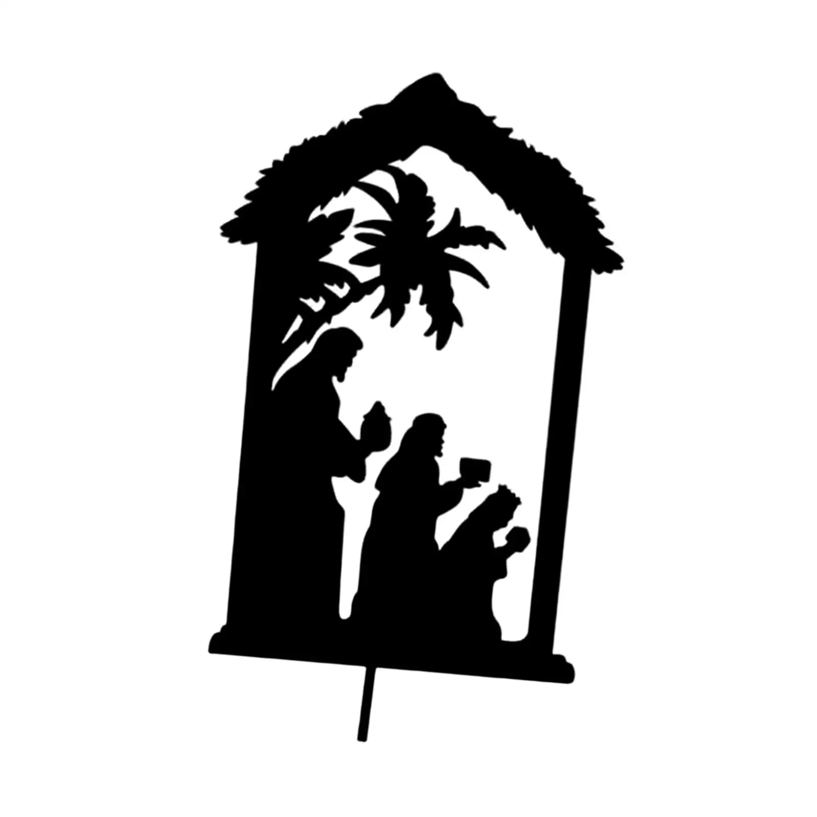 Christmas Nativity Silhouette Stake 30x17cm Sturdy Multipurpose Weatherproof Lawn Decoration for Holiday Winter Yard Decor