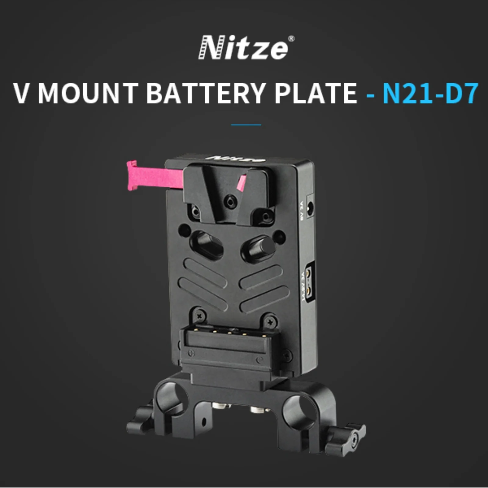 

Nitze Mini V-Mount Battery Plate FOR DSLR Camera V Battery Power System, with 15mm Rold Clamp, One 8V/3A DC, Two 14.8V/3A D-tap