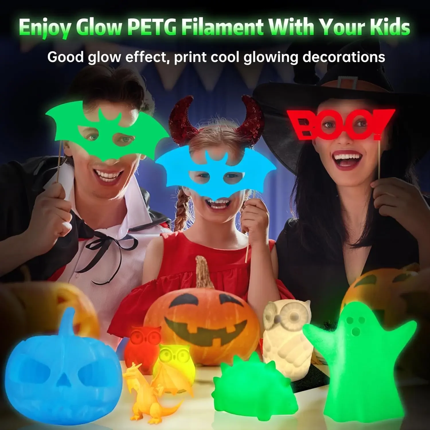 SUNLU Filament PETG 3D Świecący w Ciemności 1.75mm Wysoka Jasność Długotrwałe Świecenie PETG do Większości Drukarek 3D FDM Szpula 1KG — zdjęcie produktu 5