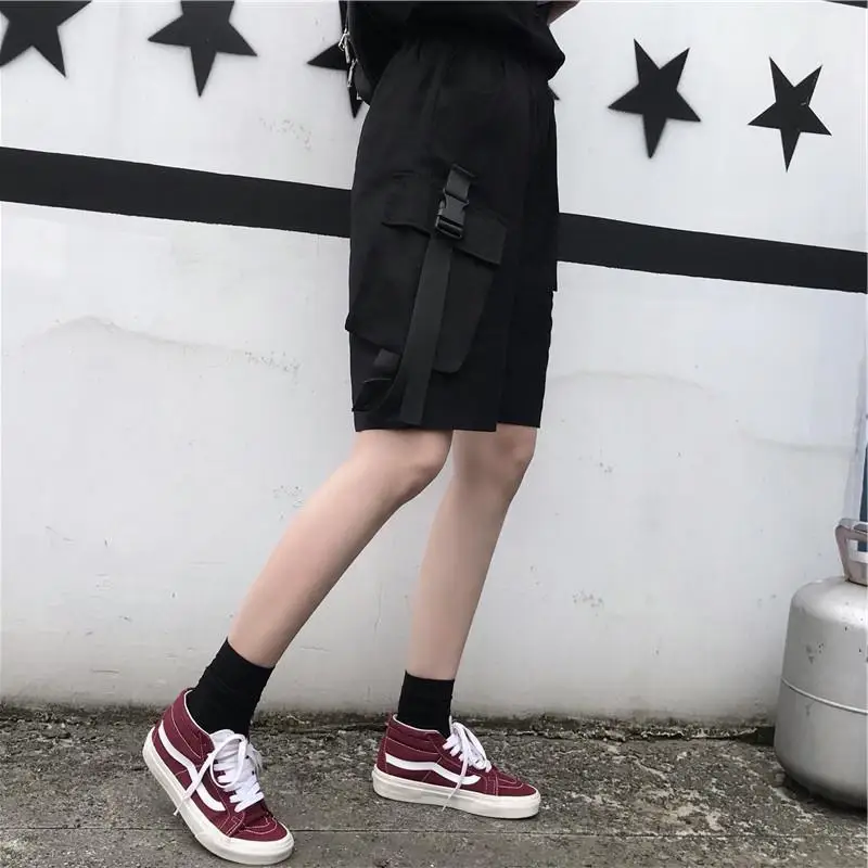 Shorts Women Knee-length Baggy Cozy High Waist Korean Fashion Cargo Ins Unisex All-match Casual Daily Summer Students Harajuku