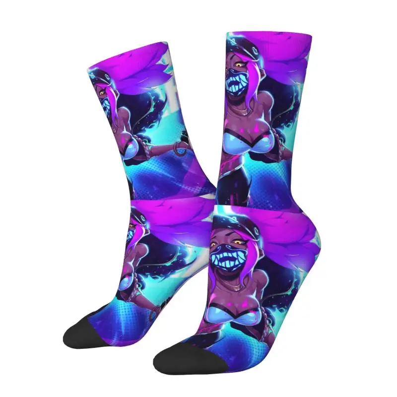 Cool League Battle Game Legends Akali Socks Women Men Warm 3D Printing Sports Basketball Socks