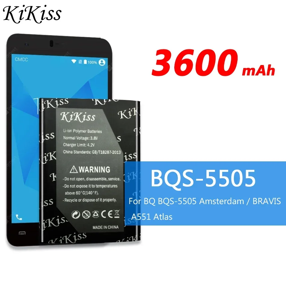 Reliable 3600mAh Mobile Phone Battery for BQ BQS-5505 Amsterdam / BRAVIS A551 Atlas