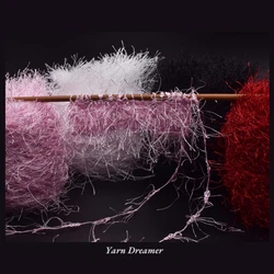 3 Colors - Glitter Plush Yarn 100g Soft Yarns for Knitting and Crochet Thread White Long Feather Fancy Hand Knitting Yarn Black