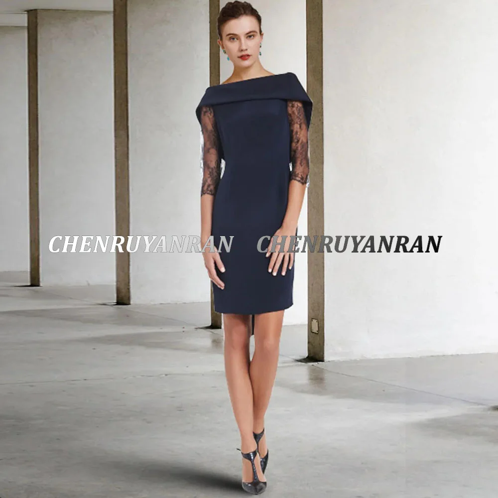 Sexy Mother of the Bride Dresses 2025 3/4 Sleeves Sheath Wedding Guest Gowns Backless Lace Elegant Dress Women For Wedding Party