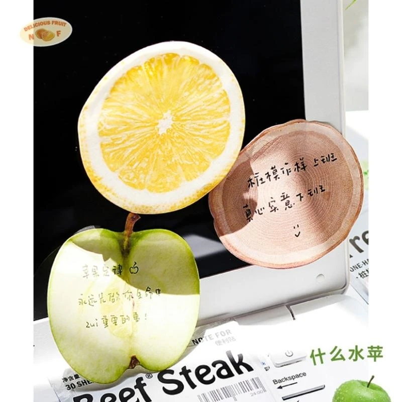 Dxab Fruit Themd Note Paper 30heets Veget Notes Pocket Blocons Adhéive Note Adhéive Petit bloc-notes pour noter