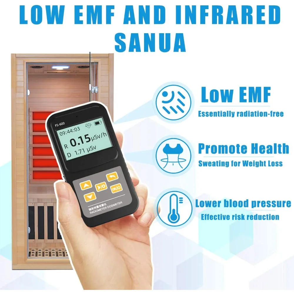 Low EMF Infrared Home Sauna,Personal Outdoor Indoor Saunas,for Men Women,Bluetooth,LCD Display-Control,Canadian Hemlock