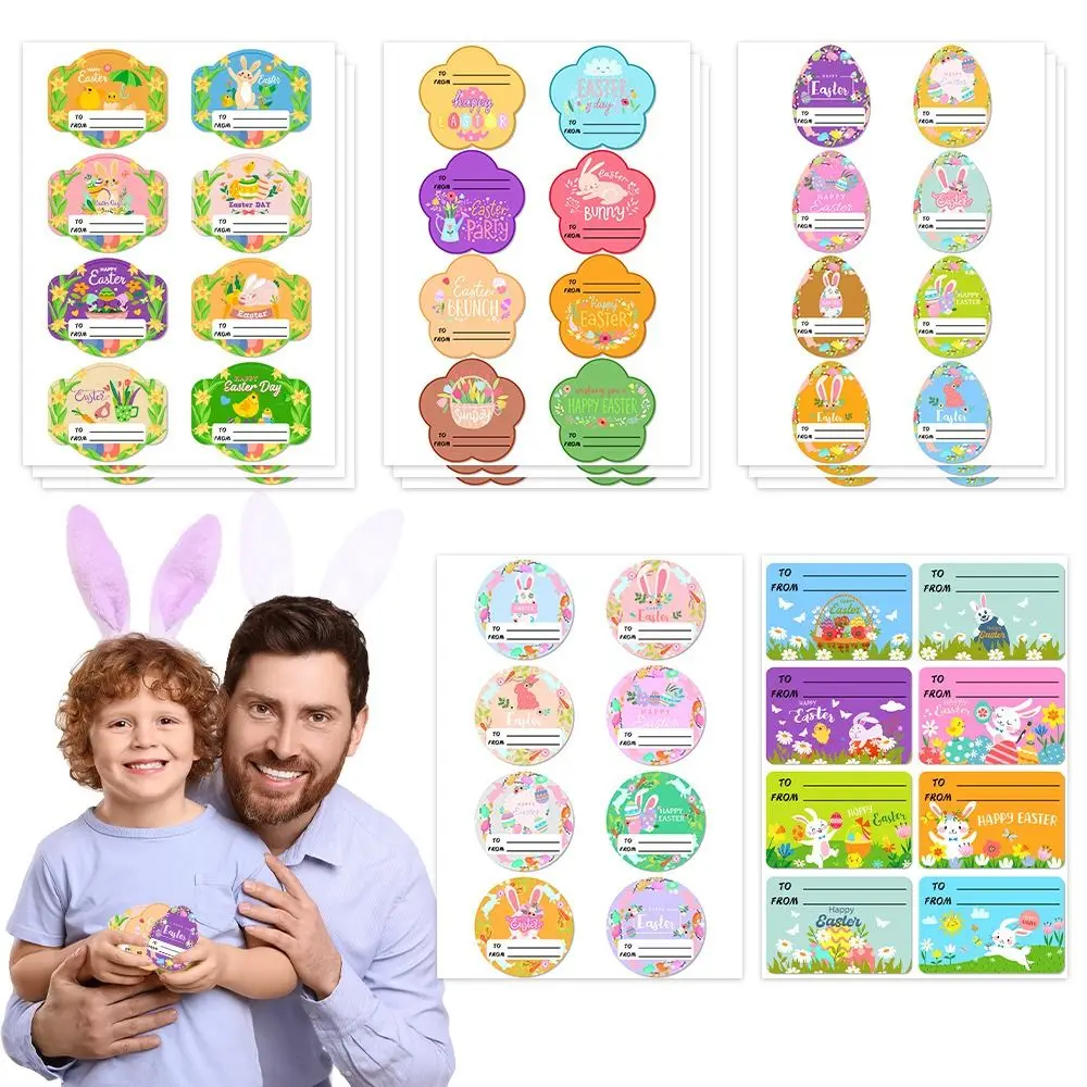 Creative Multicolor Easter Rabbit Sticker Paper Rabbit Sticky Label Packing DIY Easter Egg Decals Easter