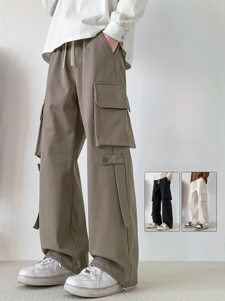 

Spring Autumn Men's Workwear Pants Loose Straight Leg Paratrooper Casual Long Trousers plus Size Comfortable Faionable