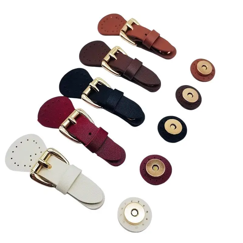 1Pcs Bag Buckle Lock Cowhide Sew On Snap Closure With Iron Alloy Button For Handbag Shoulder Bag Purse DIY Making