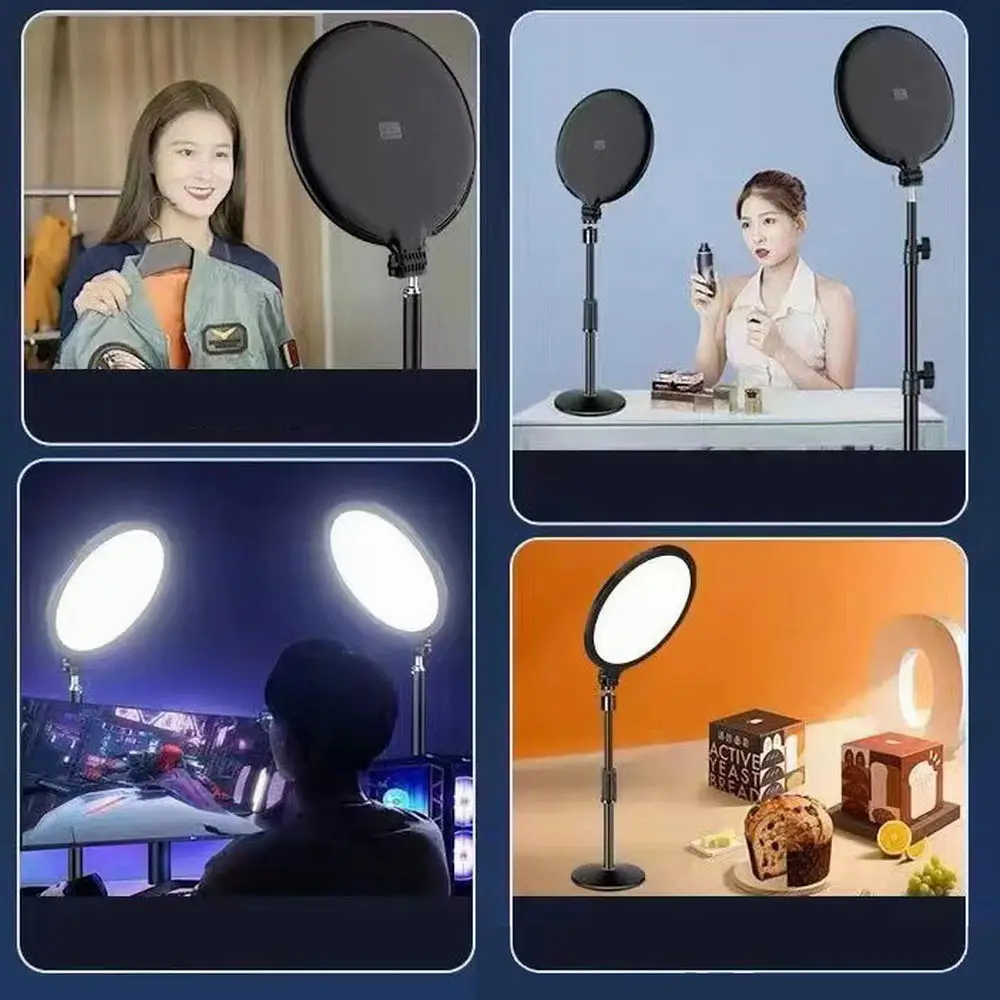 Lampu cincin LED, 8 inci 26Cm, lampu Desktop untuk kamera Video siaran langsung dengan pemegang untuk rias swafoto Vlog