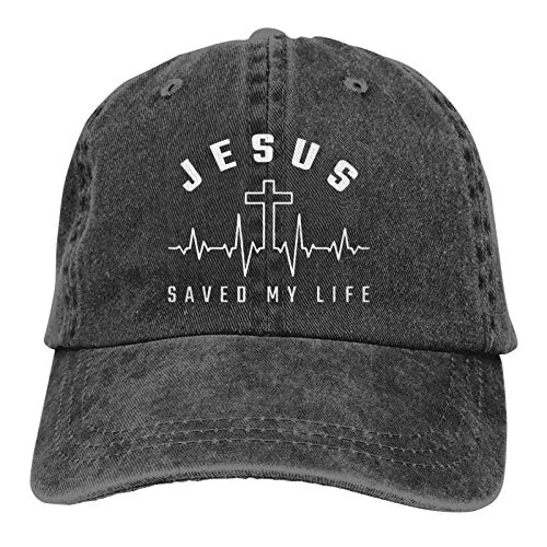 Jesus Saved My Life Hat Christian Baseball Cap Washed Cotton Denim Dad Hat for Men Women