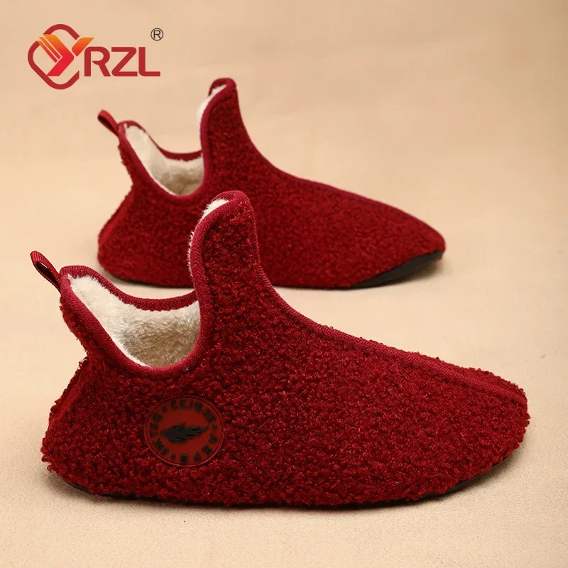 YRZL-Chaussures en coton à enfiler pour hommes et femmes, Pantoufles légères, Mocassins d'intérieur en peluche, Chaussures chaudes unisexes, Haut, Chaud, Hiver