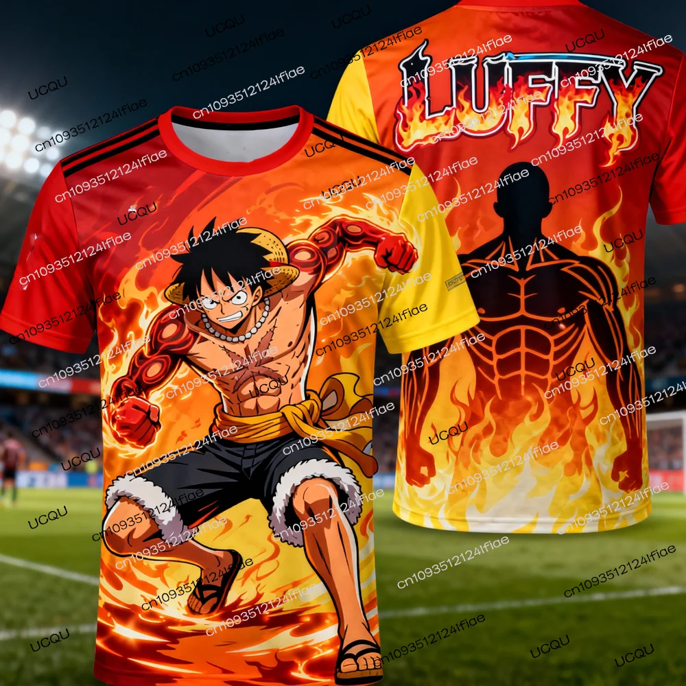 Japanese Anime One Piece Luffy Special Edition Soccer Jersey T-shirt Men Soccer Sports T-shirt Kids Cartoon Short-Sleeved Top