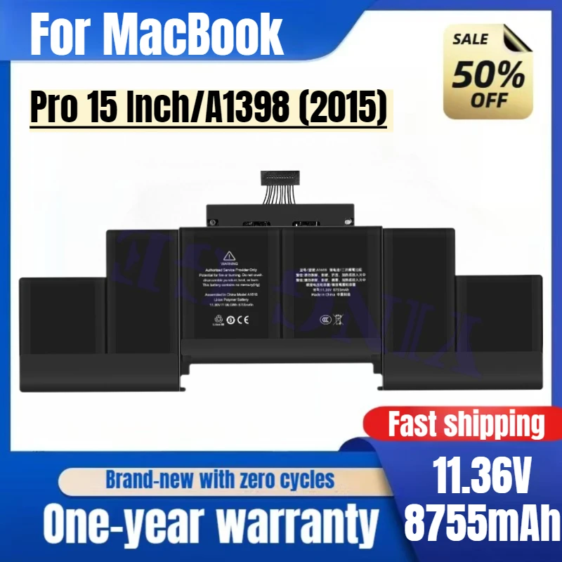 

A1618 for MacBook Pro 15 Inch/A1398 (2015) Laptop Battery High Quality High Capacity Battery Replacement Bateria Grade A Cell
