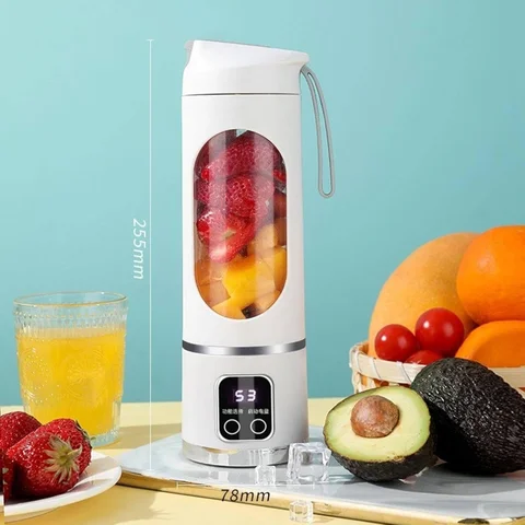Xiaomi MIJIA Ju479 휴대용 전기 Juicer USB 충전식 양방향 나선형 컵 홈 다기능 과일 Juicer 14 휴대용 과일 주스 믹서기, 다기능 주스 믹서기, 간편한 주스 제조, 대용량 스무디 프로세서, 3 단계 속도 조절 가능, 8 블레이드