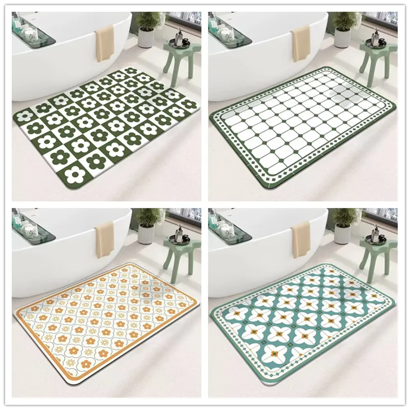 

Супер впитывающие коврики для ванной в клетку с рисунком, новинка, простой дверной коврик, диатомная грязь, коврик для ванной комнаты, Быстросохнущий коврик для ног в туалете