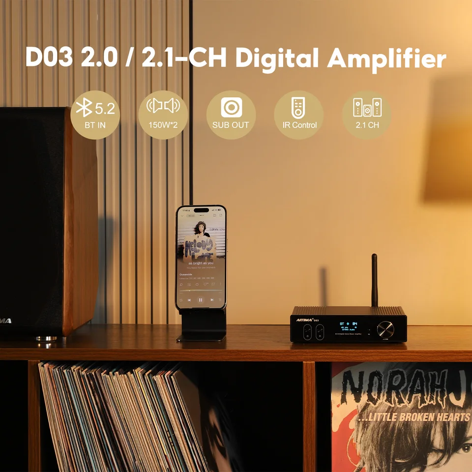AIYIMA D03 Bluetooth アンプ 150Wx2 ステレオ HiFi サウンドアンプ