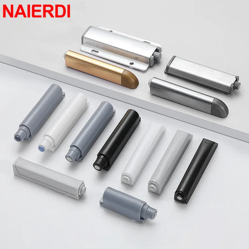 

NAIERDI 10Pack ABS Black Cabinet Catches Push to Open Hidden Cabinet Handle Aluminum Alloy Magnet Push Latches for Cabinets Door