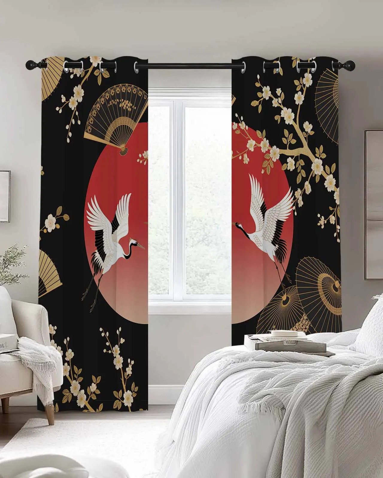 

Modern Window Curtains for Living Room Harmony Cherry Blossom Crane Curtains for Child Bedroom Kitchen Decor Blinds Drapes