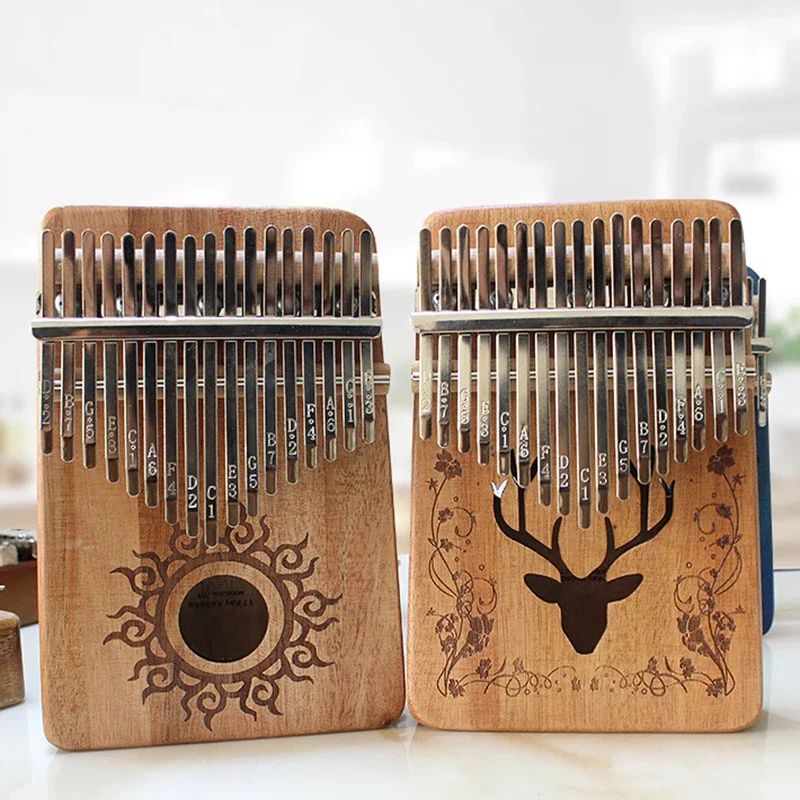 Key Fingers Kalimba Mahogany Thumb Piano Engrave Gift Solid Wood Kalimba Mini Piano Teclado Musical Music Instrument DE50MZ