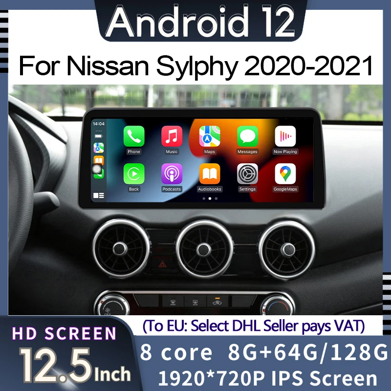 

Android 12 GPS Navigation Car Multimedia Player Radio For Nissan SYLPHY 2020 2021 With Wireless CarPlay Auto WiFi 4G Touch Sceen