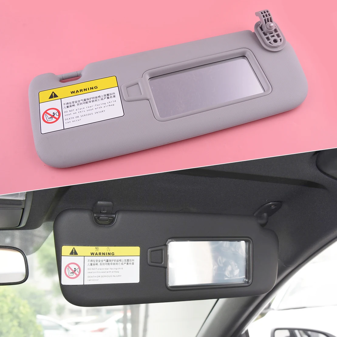 Grey Front Right Passenger Side Sun Visor With Makeup Mirror Fit For Hyundai Elantra AD 2017 2018 2019