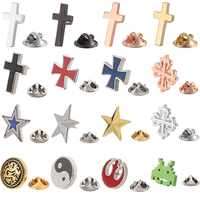 Classic men's and women's brooches copper metal Five pointed Star Cross necktie lapels pins hats scarves accessories jewelry