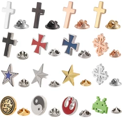 Classic men's and women's brooches copper metal Five pointed Star Cross necktie lapels pins hats scarves accessories jewelry