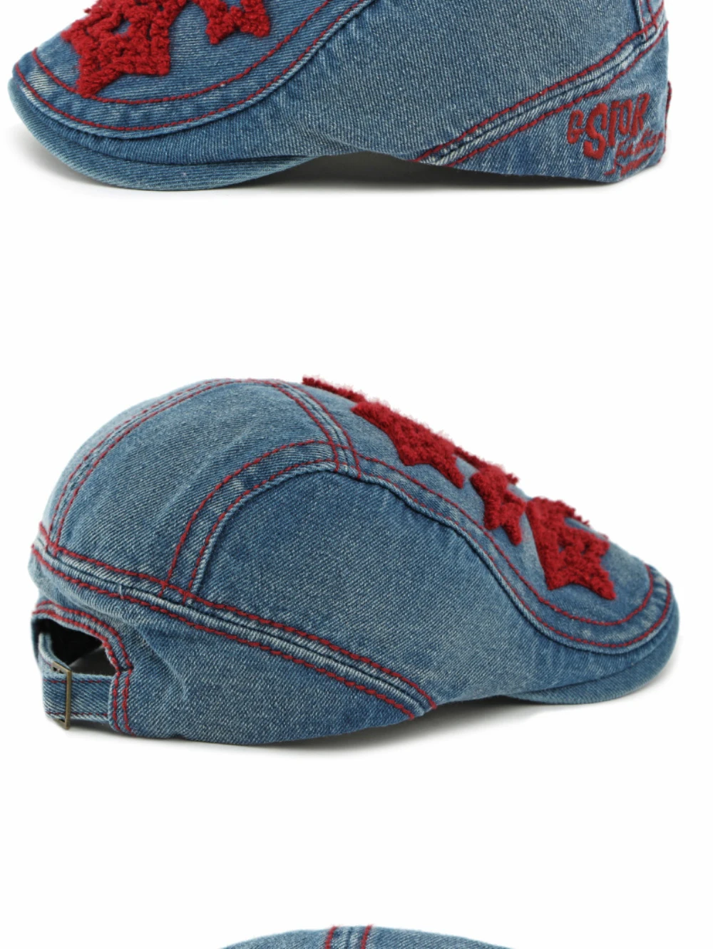 HT4932 Baskenmütze Mütze Frauen Sterne Stickerei Baumwolle Denim Hut Vintage Künstler Maler Baskenmütze Hut Männlich Weiblich Ivy Flache Kappe Herren Berets – Detail 11