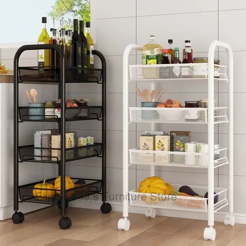 

Trolley Shelving Floor-To-Ceiling Kitchen Bathroom Mobile Snack Toilet Multi-Storey Bedroom Bedside Storage Shelf