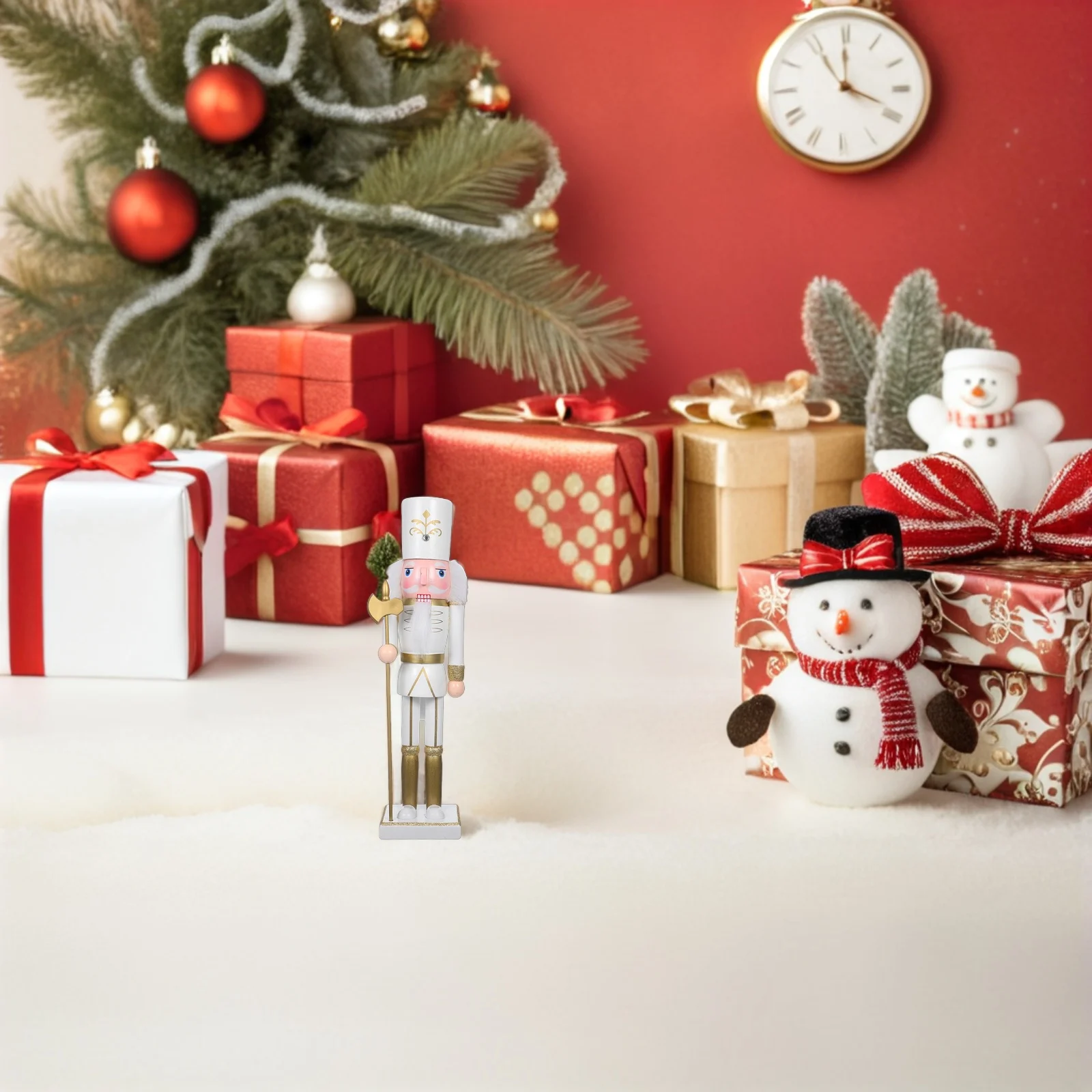 

38cm Classic Nutcracker Soldier Wooden Ornament Vibrant Colors Festive Atmosphere Ideal for Christmas Home Office Shelf Mantel