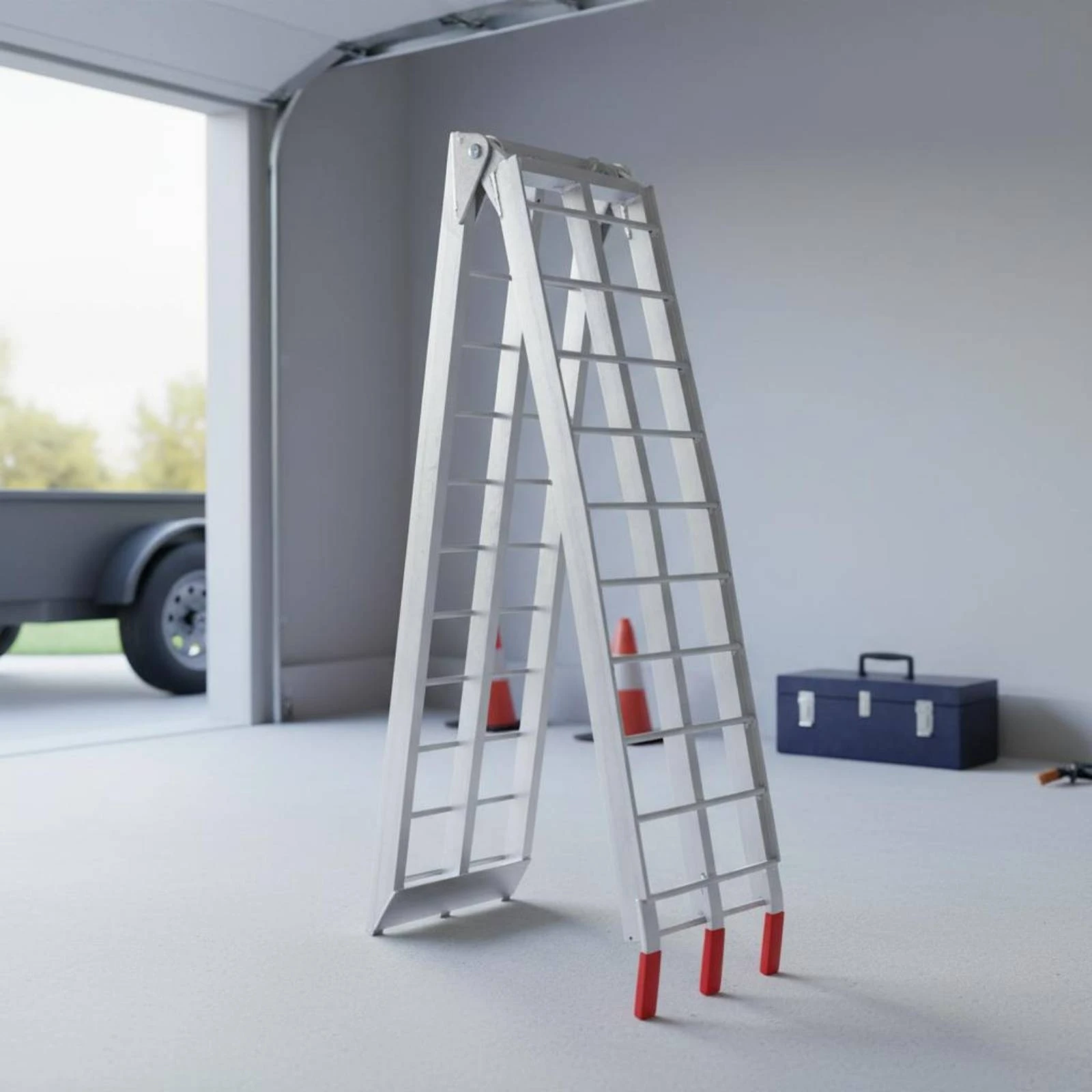 Aluminum Motorcycle Ramp Rung Folding Motorcycle Ramp Vehicle Loading Gear Ladder-Like Sturdy