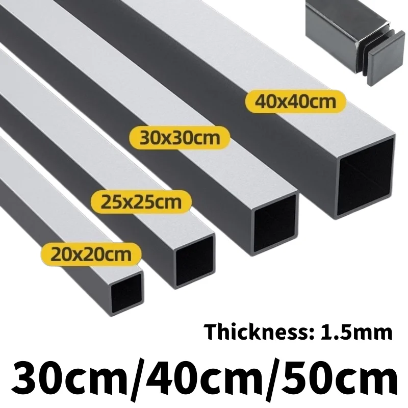 Galvanized Square Tube Height 20-30mm Length 30cm 40cm 50cm Square Profile DIY Decoration Aluminum Square Tube Hollow Tube