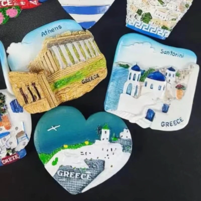 Lembranças de turismo magnético grego ilha de santorini resina geladeira presentes magnéticos mar egeu decorações para casa