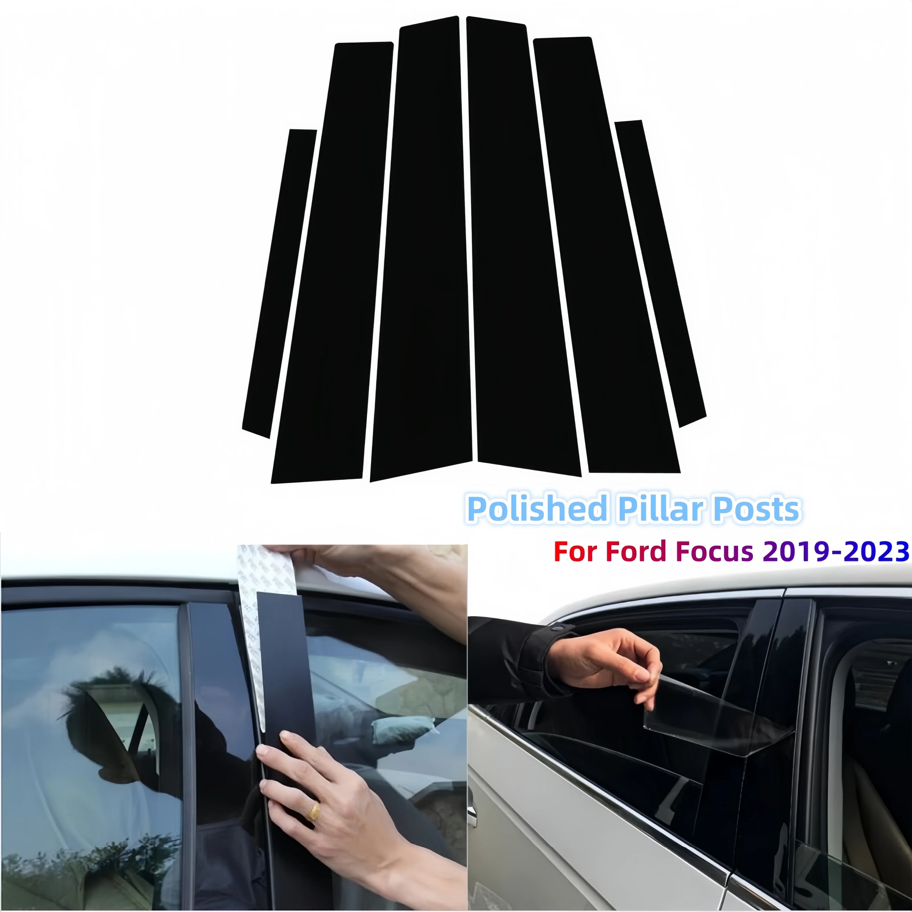 Gloss Black Polished Pillar Posts For Ford Focus 4 MK4 Active 2019-2023 Window Trim Cover BC Column Decor Stickers Accessories
