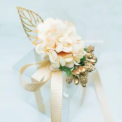 20PCS/lot Gift Box Flower Ribbon Romantic Transparent Candy Boxes Party Birthday Wedding Favors for Guests PVC Packaging Bag