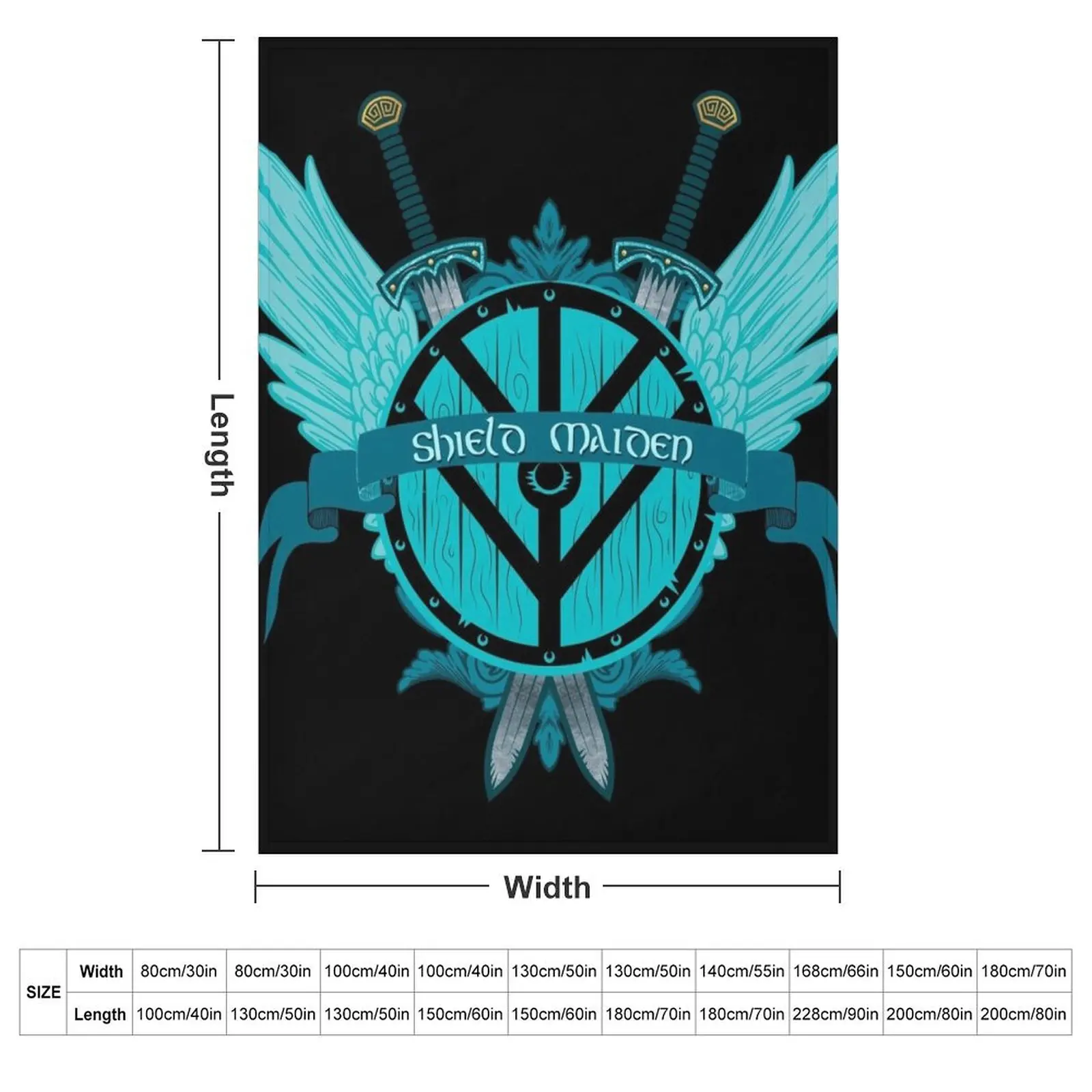 Shield Maiden Badass Warrior Woman Winged Teal Viking Shield Throw Blanket Luxury sofa bed Summer Beddings Blankets