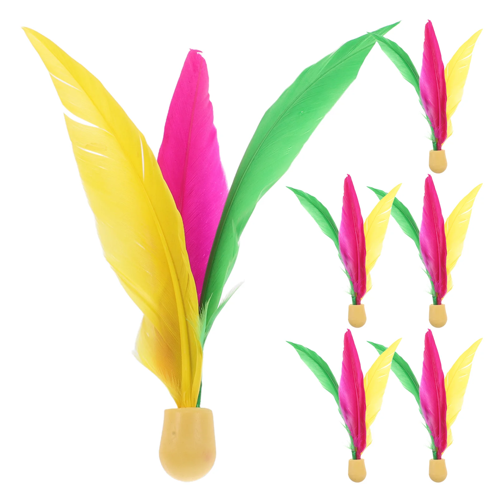 6 Pcs Long Hair Board Badminton Rubber Band Shuttlecock Bouncy Ball Children's Elastic Step Squash Bowling