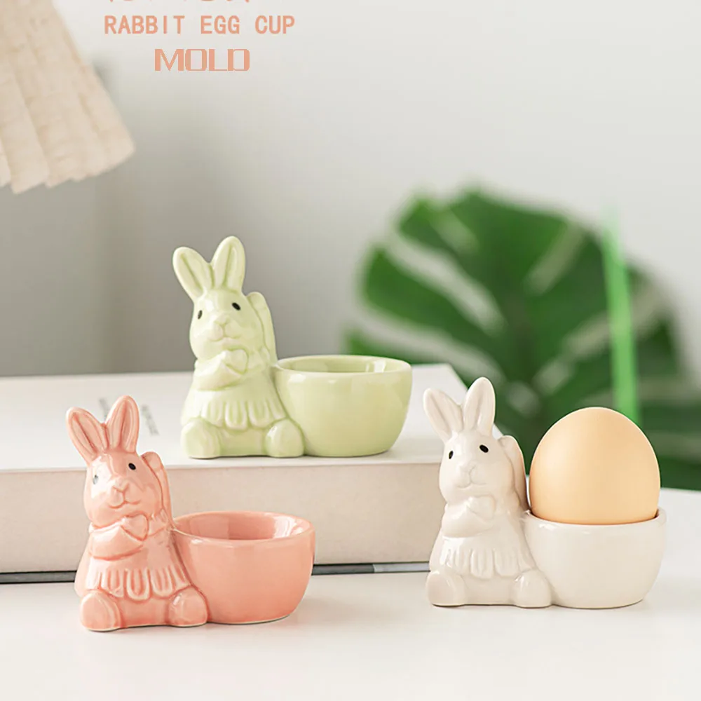 European style rabbit shape breakfast egg cup mold, small and simple tabletop living room home accessories silicone mold