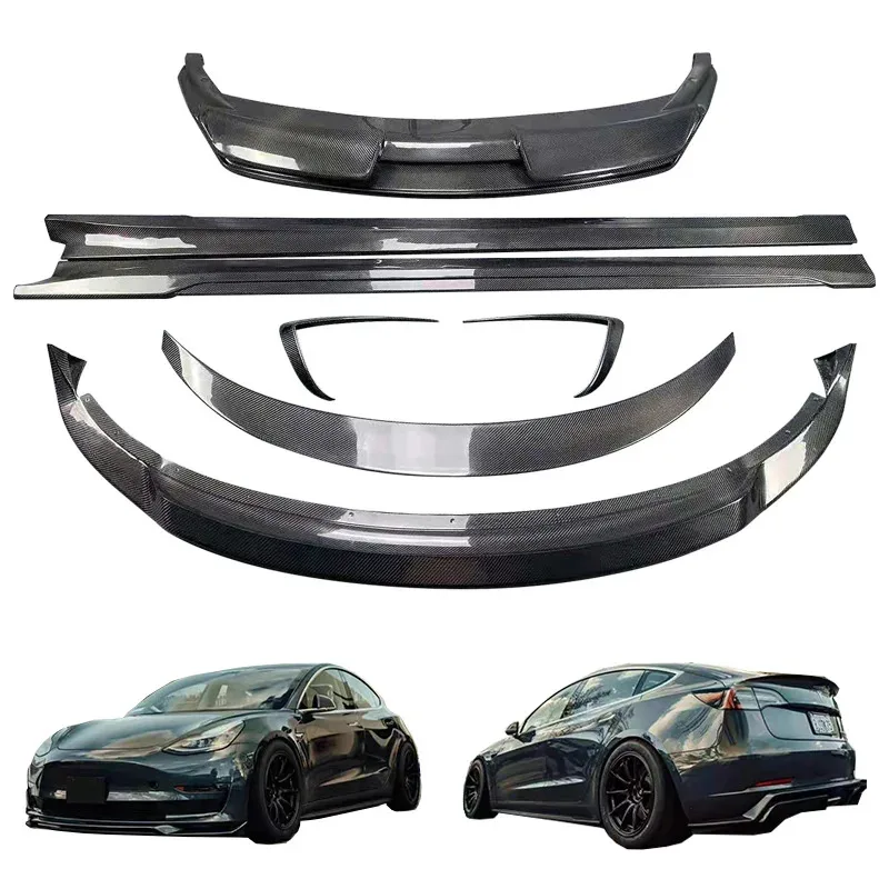 

AR Style Carbon Fiber Body Kit Front Bumper Rear Diffuser Spoiler Front Wind Blade Suitable for Model 3