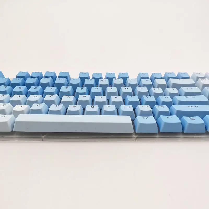 Gradient Keycap Backlight PBT Dip-Dyeing Word Transparent Simple Double Skin Frost Blue Rainbow For Mechanical Keyboard Keycaps