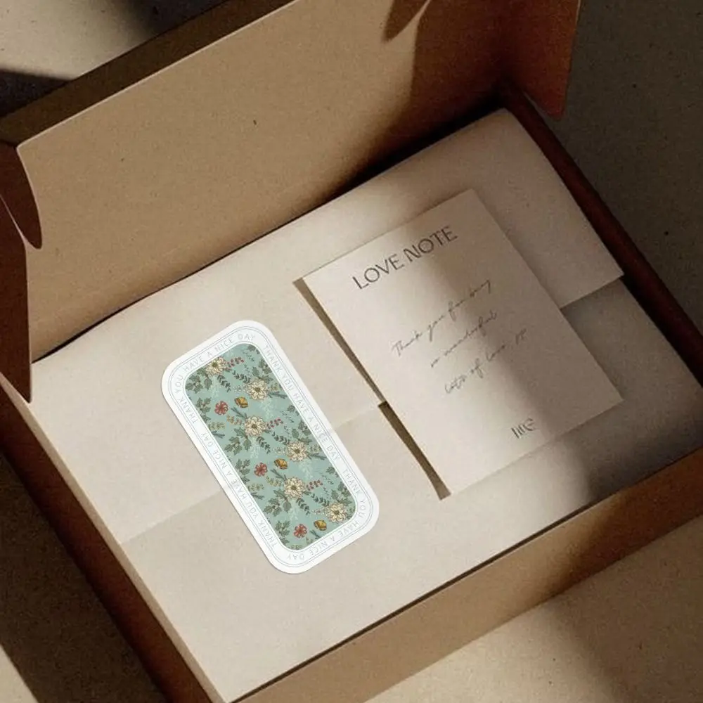 300Pcs Fashion Adhesive Sealed Stickers Floral Patterns Rectangular Packaging Stickers Decorative Stickers