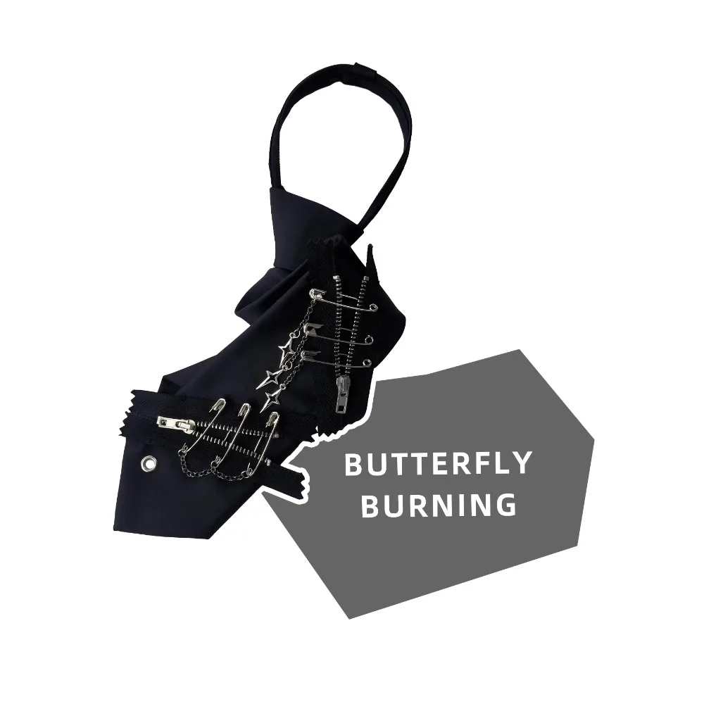 

Галстук оригинальный ручной работы индивидуальный нишевый темный панк-молния без галстука мелодия серебряная звезда красивые мужские галстуки дизайнерский мужской галстук