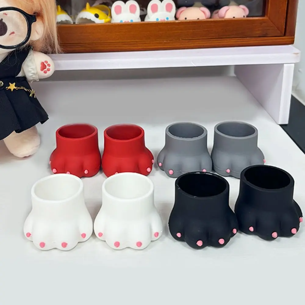 1Pair Animal Patterned 20cm Cotton Doll Shoes Cute 1Pair Standing Cotton Doll Shoes Mini Cat Claw Doll Shoes Playing House