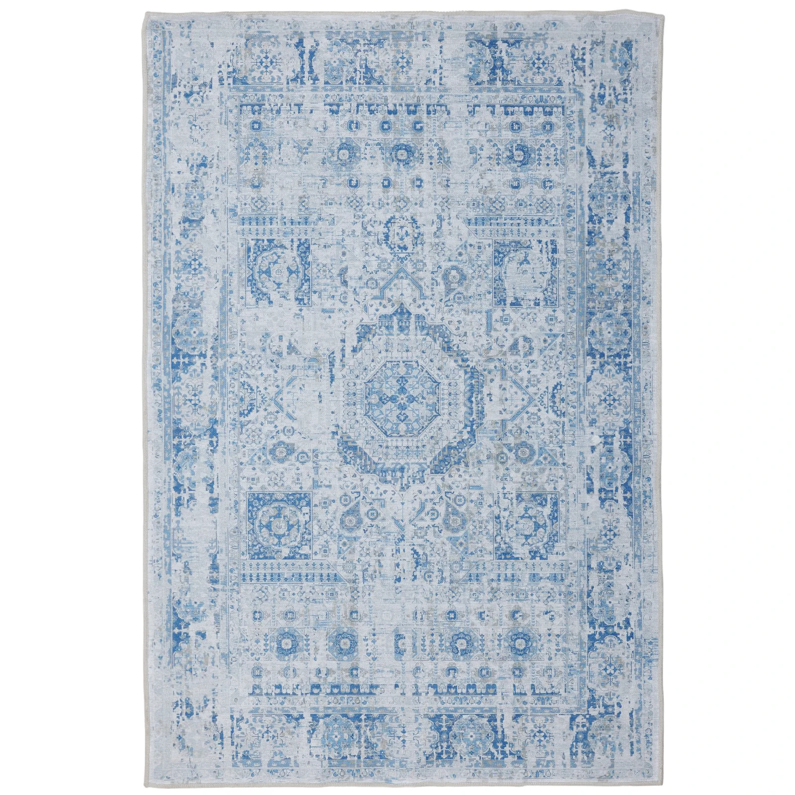 

Area Rug Stain Resistant,Boho Vintage Distressed Washable Area Rugs with Non-Slip Rubber Backing,Printed Low-Pile Carpet