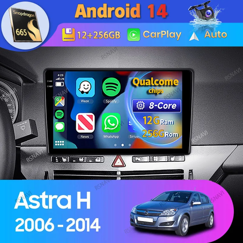 Android 14 Carplay Auto For Opel Astra H 2006 2007 2008 - 2014 Car Radio GPS Navigation Video Player 2 Din Stereo DVD Multimedia