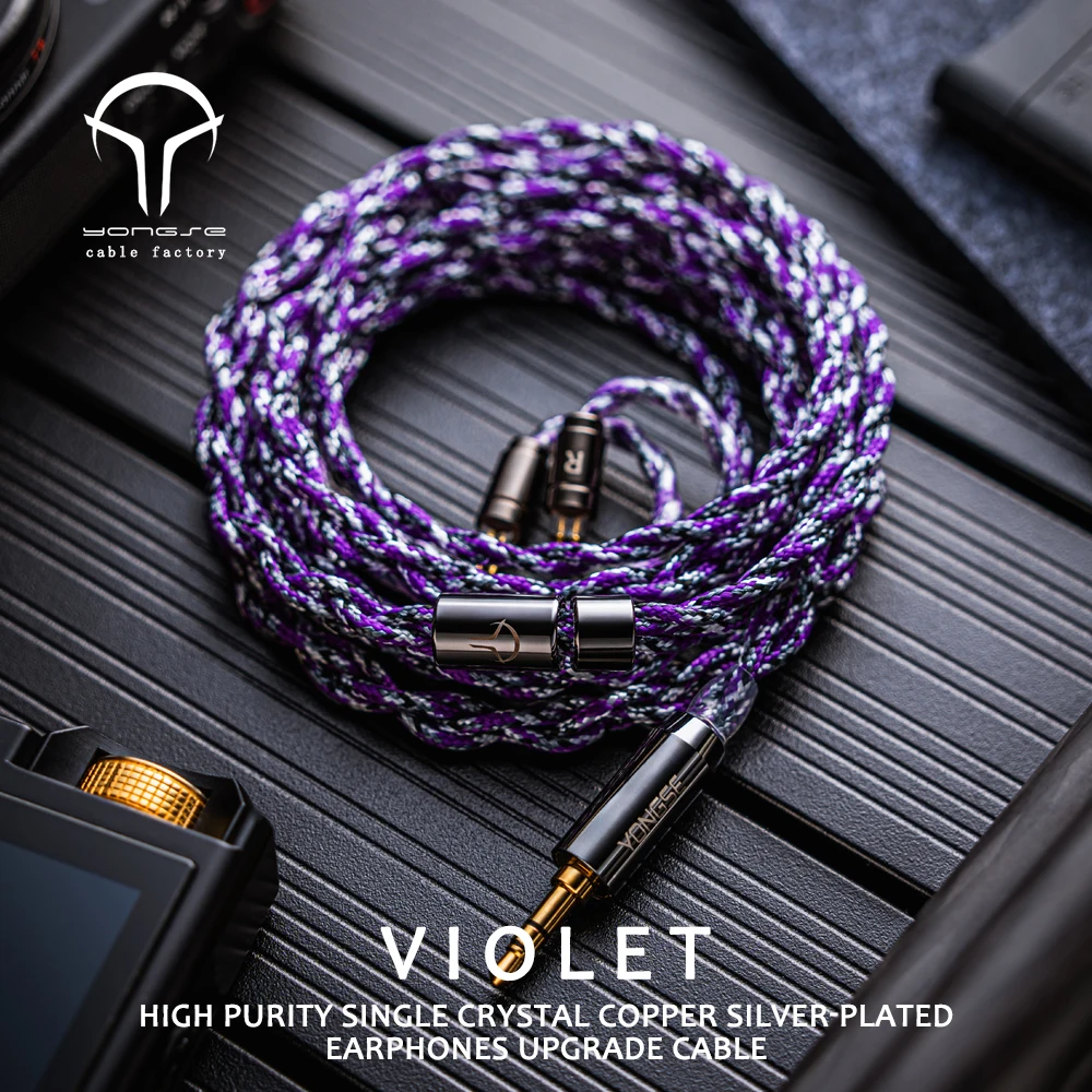 Yongse Violet High Purity Single Crystal Copper Silver-plated Earphones Upgrade Cable